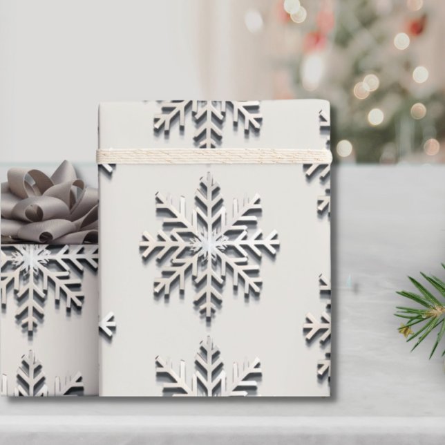 Elegant Brushed Silver Snowflake Wrapping Paper (Creator Uploaded)