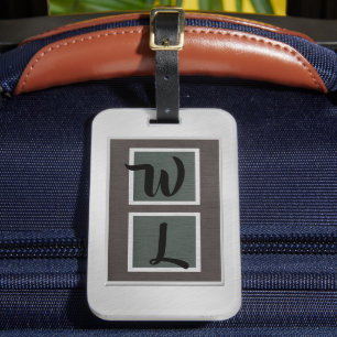 Elegant Brushed-Steel Linen Look Luggage Tag
