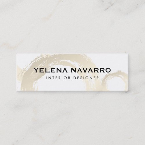 Elegant Brushed Strokes with Monogram Script Text Mini Business Card