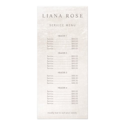 Elegant Brushed White Marble Salon Price List Menu