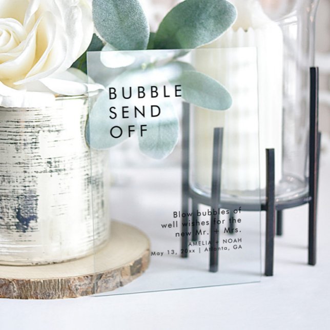 Elegant Bubble Send Off Wedding Reception Acrylic Sign (Creator Uploaded)