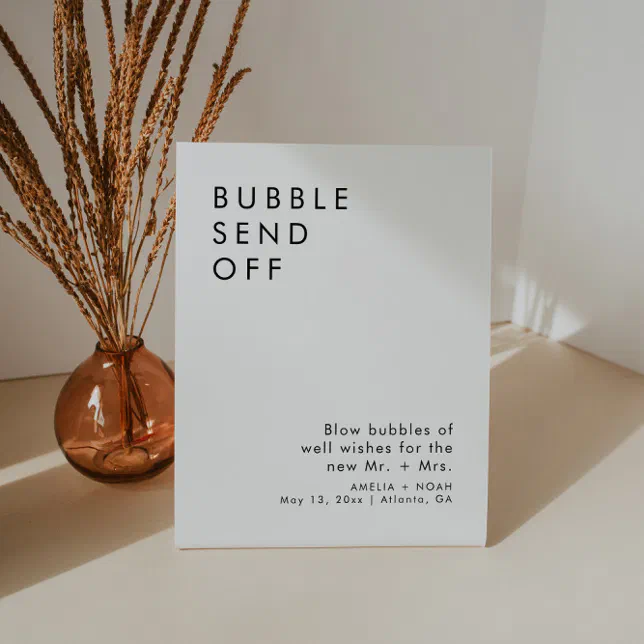 Elegant Bubble Send Off Wedding Reception Pedestal Sign | Zazzle