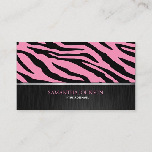 Customizable Elegant Bubblegum Pink and Black Zebra Business Cards