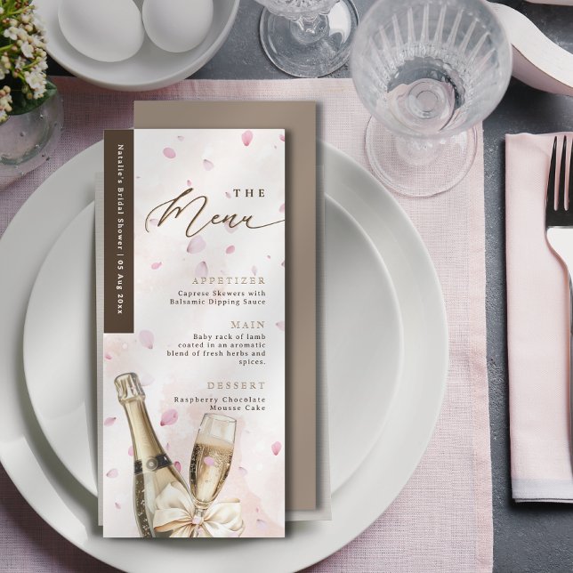 Elegant Bubbly Petals Coquette Pink Menu Card (Elegant Bubbly Petals Coquette Pink Menu Card)