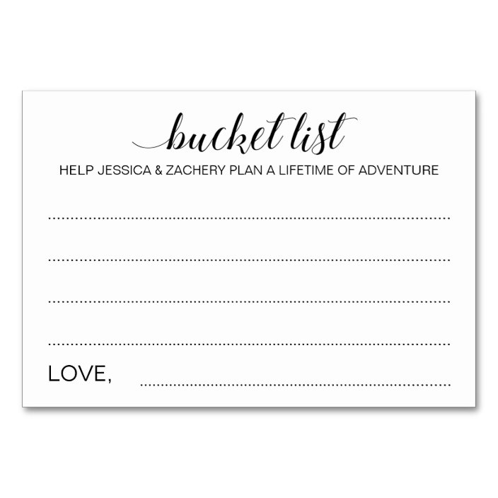 Elegant Bucket List Idea Wedding Cards | Zazzle.com