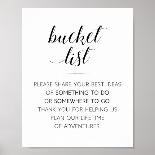 Elegant Bucket List Wedding Guest Book