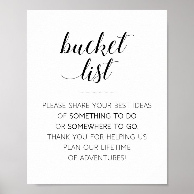 Elegant Bucket List Wedding Guest Book Zazzle