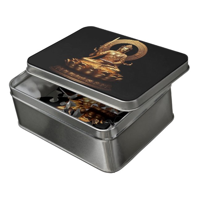 Elegant Buddha with sword and scripture Jigsaw Puzzle (Lid Open)