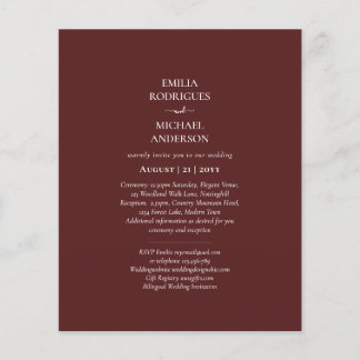 Elegant Budget Bilingual Burgundy Wedding Spanish  Flyer