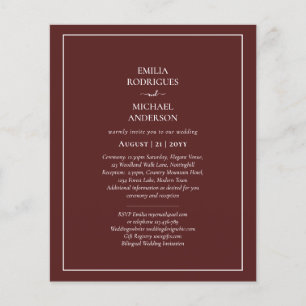 Elegant Budget Bilingual Burgundy Wedding Spanish Flyer