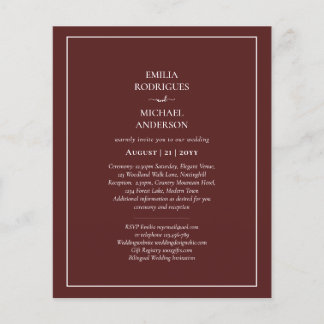 Elegant Budget Bilingual Burgundy Wedding Spanish  Flyer