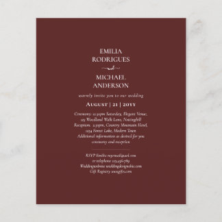 Elegant BUDGET Burgundy Monochrome Wedding Simple  Flyer