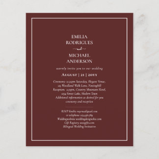 Elegant BUDGET Burgundy PHOTO Wedding Typography Flyer