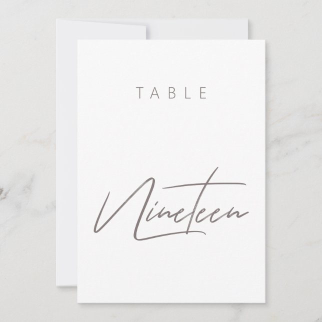 Elegant Budget Calligraphy Wedding Table Number (Front)
