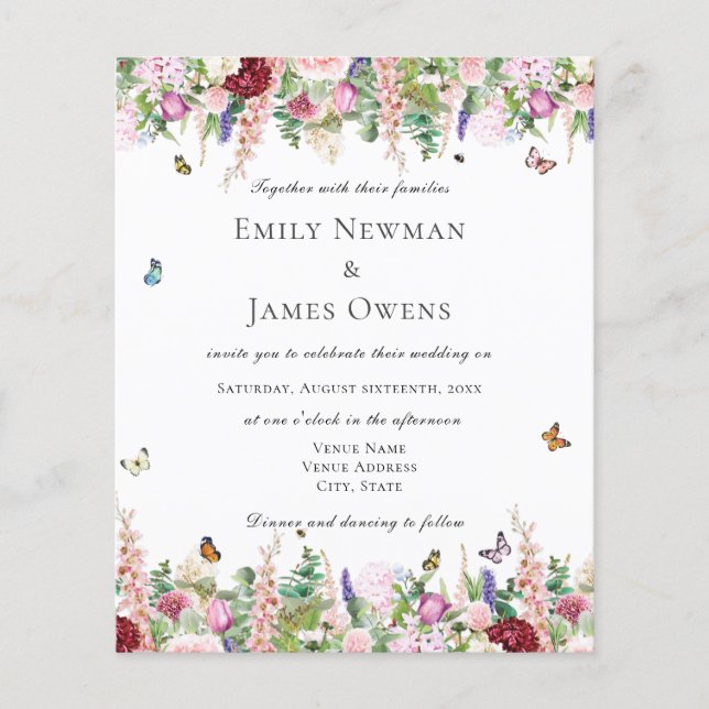 Elegant Budget Floral with Butterflies Wedding (Front)