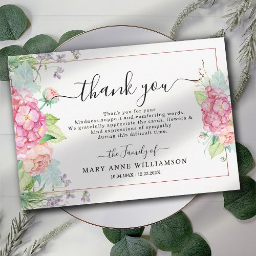 Elegant Budget Flowers Funeral Thank You Card