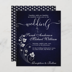 Elegant budget Flowers White Wedding Invitation