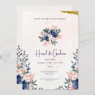 Elegant Budget Modern Floral Wedding Invitation