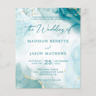 Elegant BUDGET Ocean Teal Blue Gold Wedding