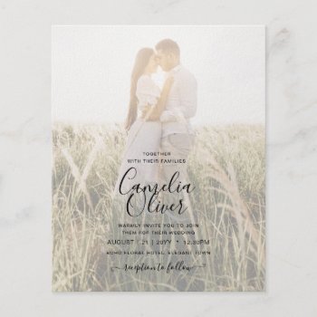 Elegant Budget Photo Overlay Burgundy Wedding Chic Flyer by invitationz at Zazzle