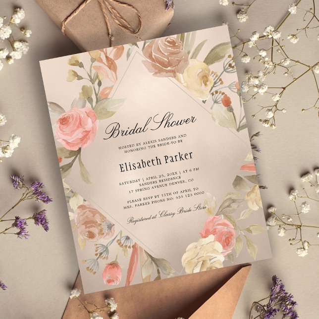 Elegant BUDGET rose gold bridal shower invitation (Creator Uploaded)