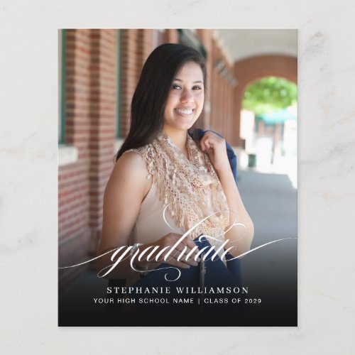 Elegant Budget Script 2 Photo Graduation Card