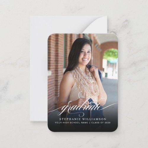 Elegant Budget Script 2 Photo Graduation Note Card