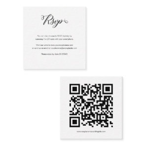 Elegant Budget Script QR Code Wedding RSVP Card