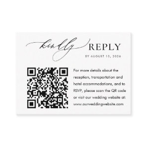 Elegant Budget Wedding Rsvp Website QR Code Enclosure Card