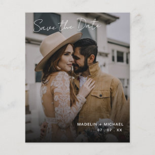 Elegant Budget Wedding Save the Date QR Code Photo Flyer