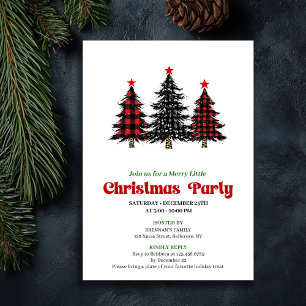 Elegant Buffalo Christmas Tree Holiday Printable Invitation