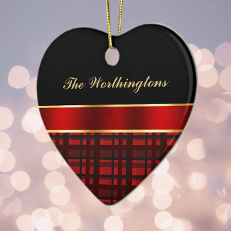 Elegant Buffalo Plaid and Red Ribbon