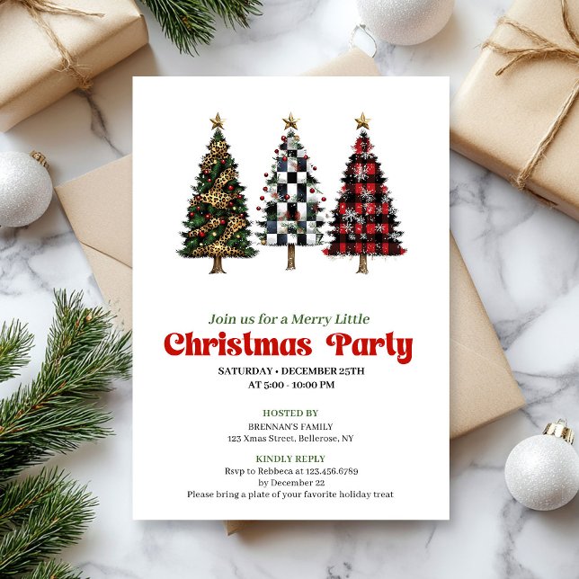 Elegant buffalo plaid Christmas tree party invite (Elegant buffalo plaid Christmas tree party invite)