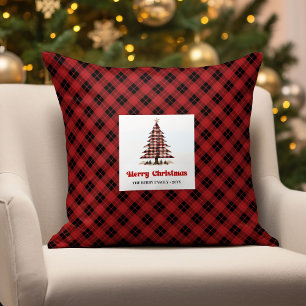 Elegant Buffalo Plaid Farmhouse Christmas Pillow