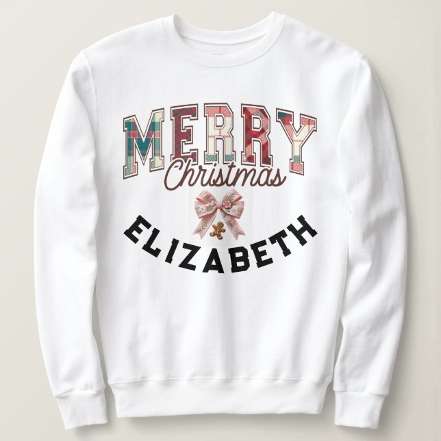Elegant Buffalo Plaid Merry Christmas Personalized Sweatshirt (Design Front)