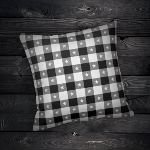 Elegant Buffalo Plaid Stars Funny Rustic Farmhouse Throw Pillow