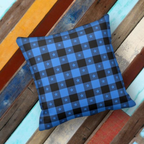 Elegant Buffalo Plaid Stars Funny Rustic Farmhouse Throw Pillow