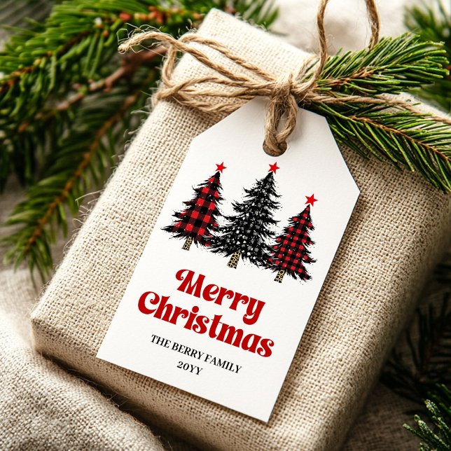 Elegant buffalo tree gift tag red plaid Christmas (Elegant buffalo tree gift tag red plaid Christmas

)
