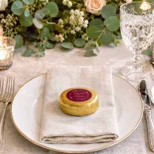 Elegant Bugundy & Gold Couples' Names Wedding Dipped Oreo Cookie Favors