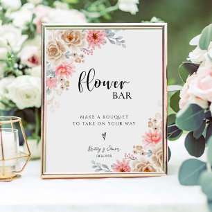 Elegant Build Your Bouquet Floral Baby Shower Pedestal Sign