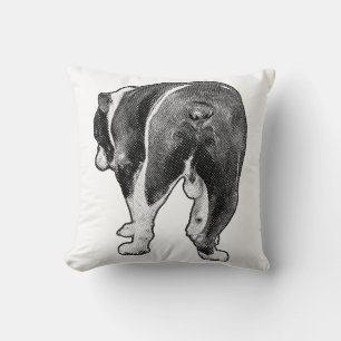 Elegant Bulldog Study with Soft Dots  Throw Pillow