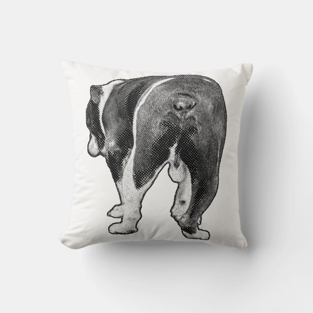 Elegant Bulldog Study with Soft Dots  Throw Pillow (Front)