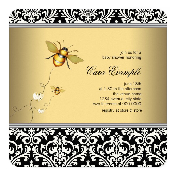 Elegant Bumble Bee Baby Shower Card Zazzle