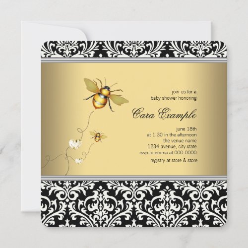 Elegant Bumble Bee Baby Shower Invitations