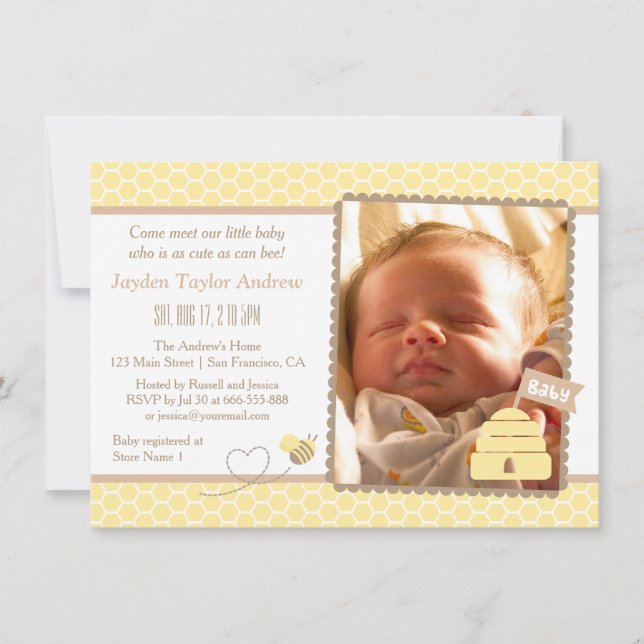 Elegant Bumble Bee Baby Shower Invitations (Front)