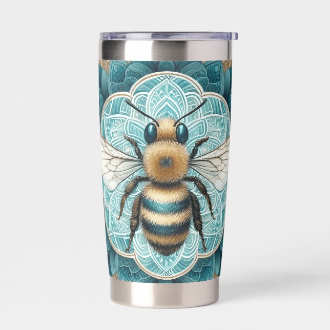 Elegant Bumble Bee Mandala  Insulated Tumbler (Left)