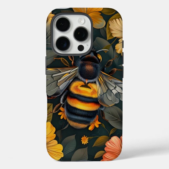 Elegant Bumblebee and Floral Design iPhone Case" Case-Mate iPhone Case (Back)