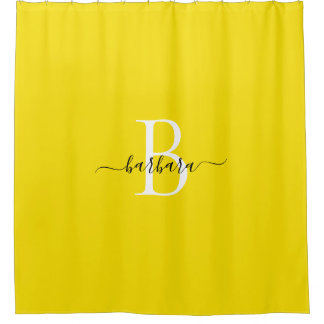 Elegant Bumblebee Monogram Script Name Shower Curtain