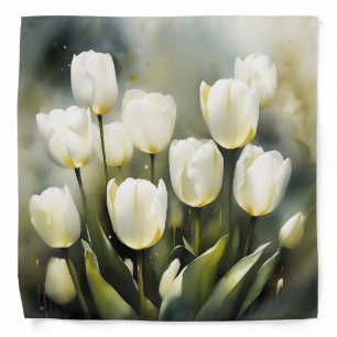 Elegant bunch of White Tulips  in a Serene Garden  Bandana