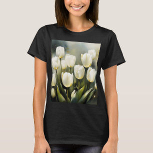 Elegant bunch of White Tulips  in a Serene Garden  T-Shirt
